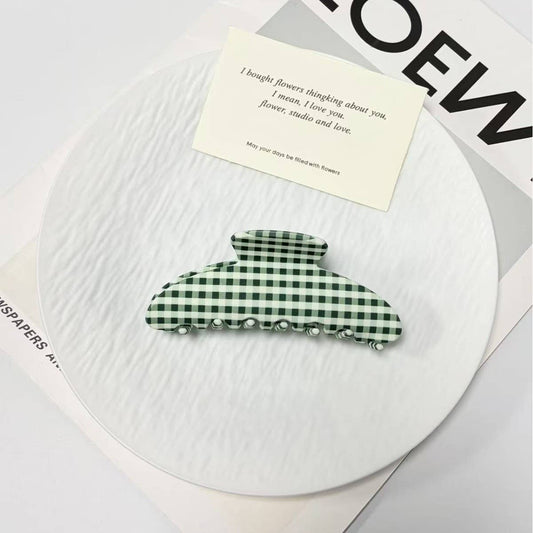 Green & White Gingham Hair Clip ONE LEFT