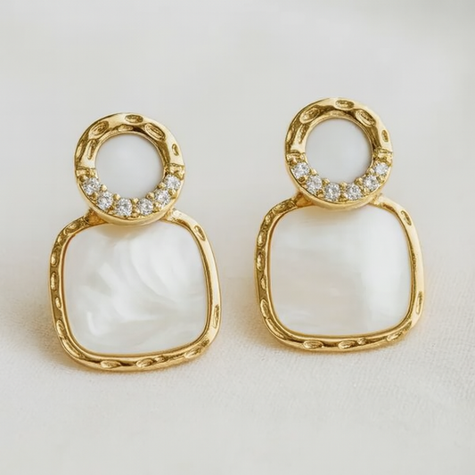Square Shell Stud Earrings ONE LEFT