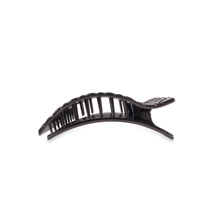 Teleties Small Flat Rectangle Hair Clip Jet Black Quilted