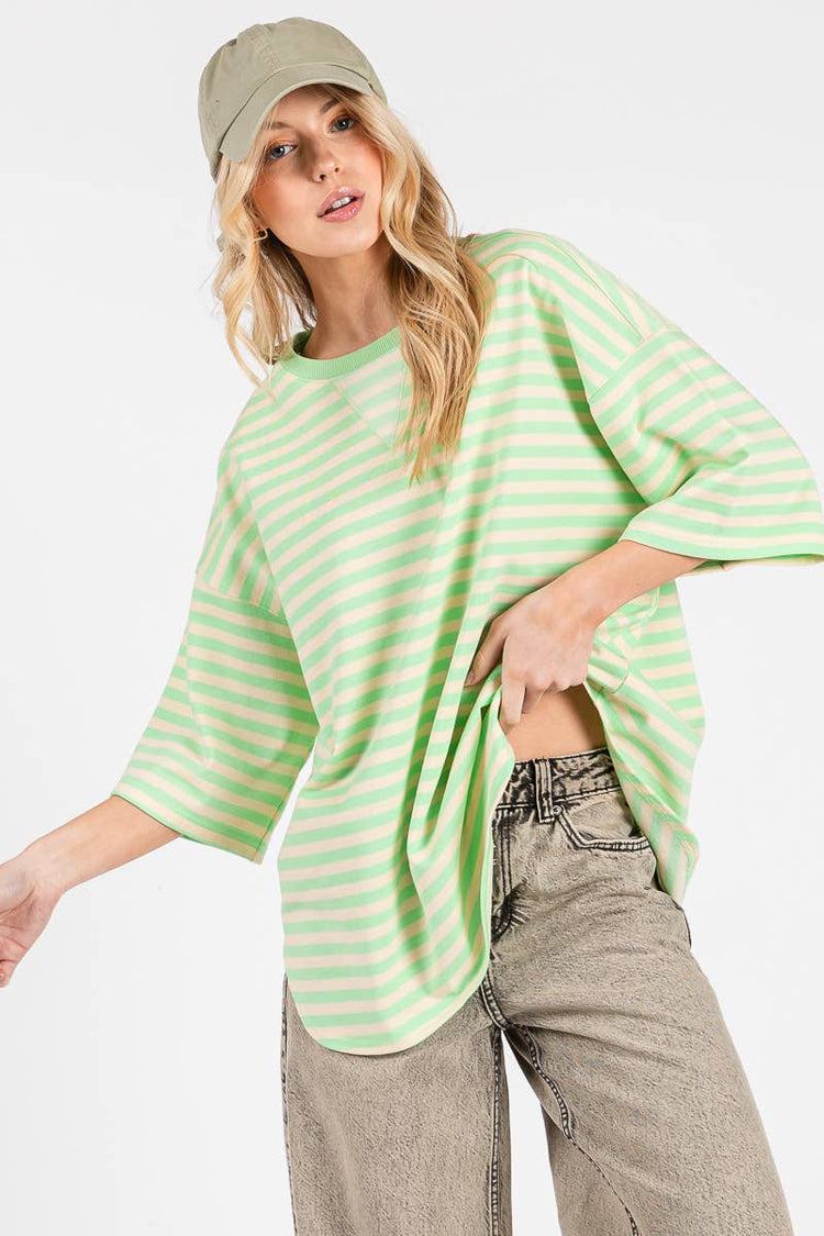 Striped Mint Oversized Top