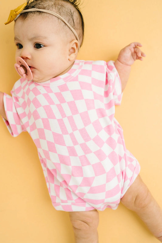 Pink Wavy Slouchy Romper ONE 2T LEFT
