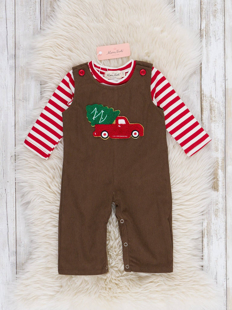 Farmhouse Striped Truck Romper ONE 18-24M LEFT