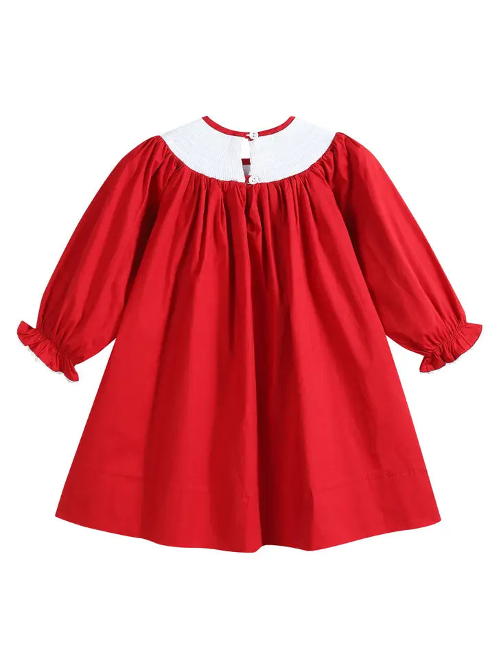 Red Christmas Mistletoe Bishop Dress