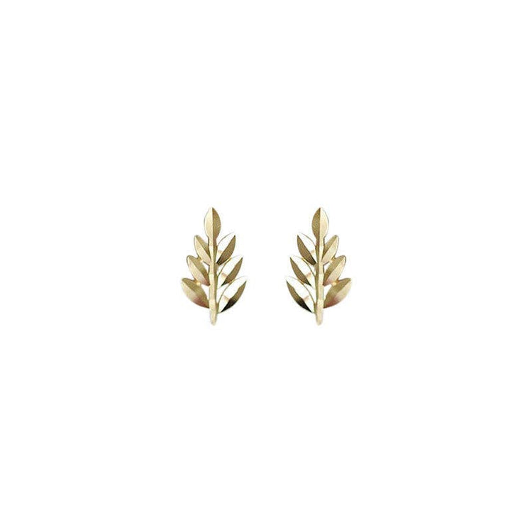 Dainty Gold Small Leaf Stud Earrings