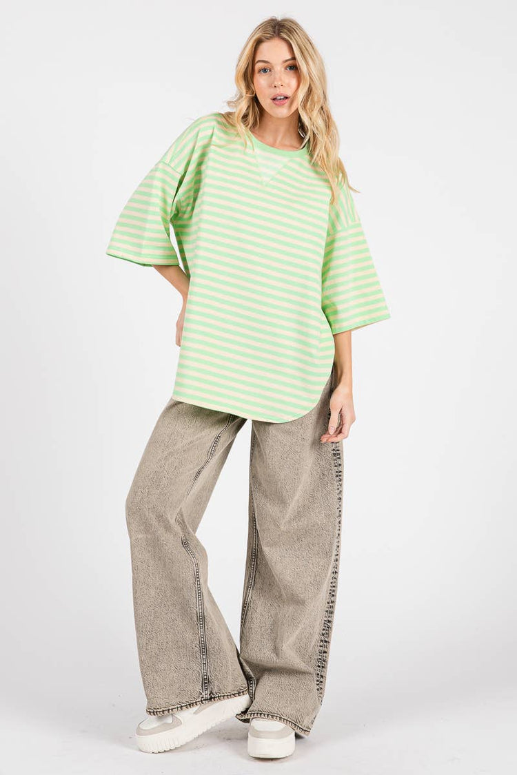 Striped Mint Oversized Top