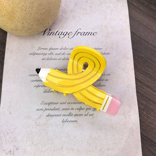 Yellow Twisted Pencil Hair Clip