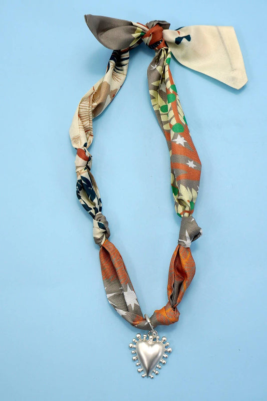Handcrafted Scarf Interchangeable Charm Necklace ONE LEFT