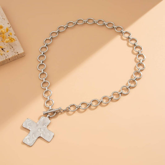 Cross Front Necklace Silver ONE LEFT