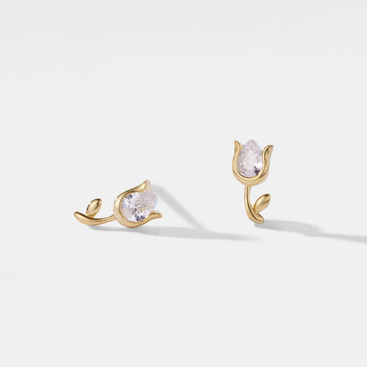 Dainty Tulip Flower Stud Earrings