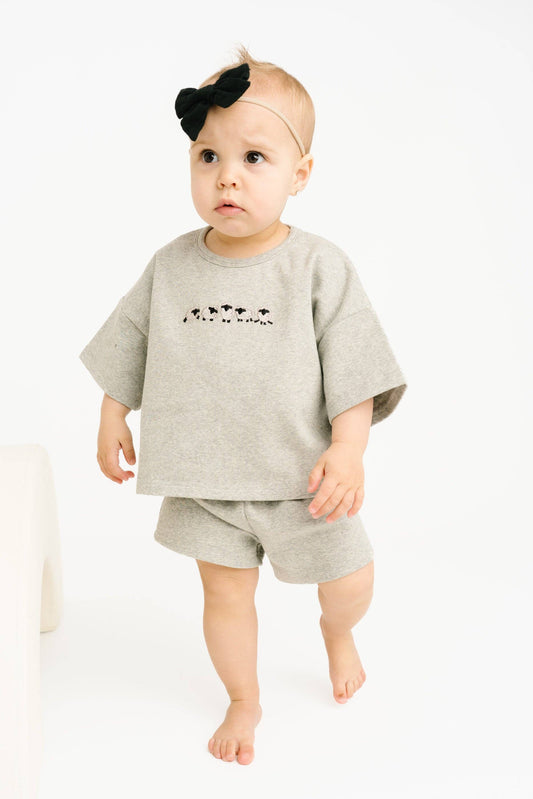 Gray Sheep Embroidered Slouchy Set