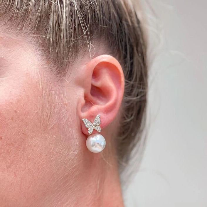Pearl Butterfly Stud Earrings