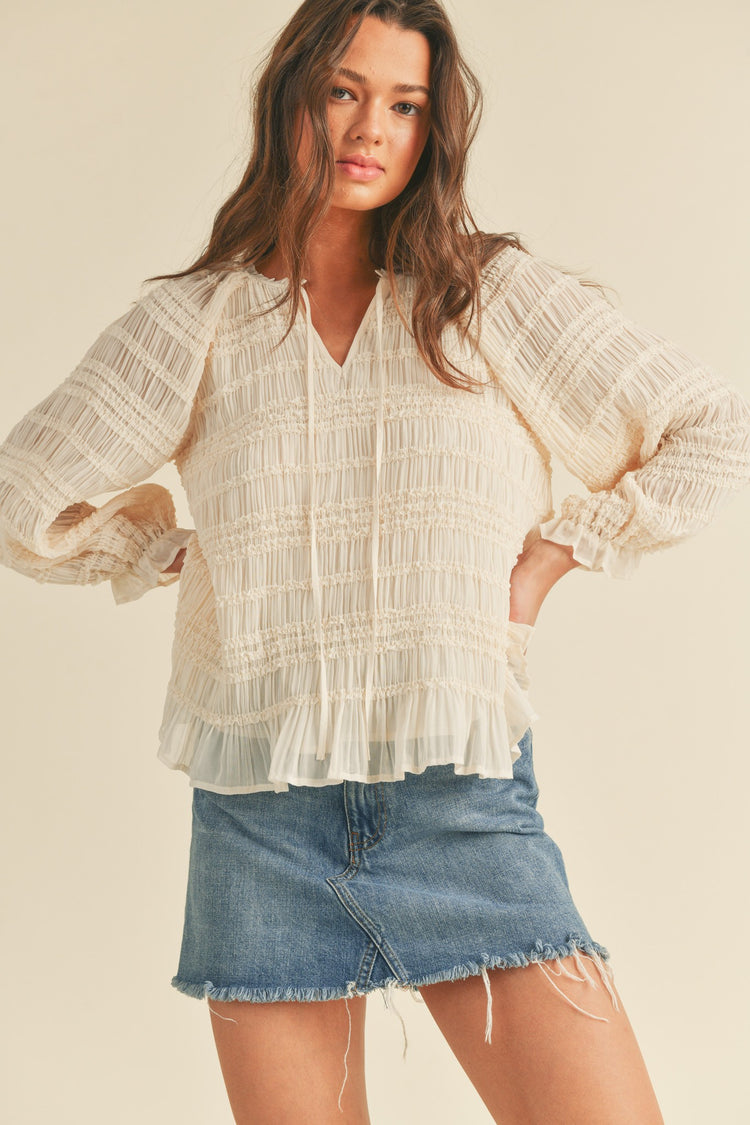 Eyes Closed Pleated Blouse