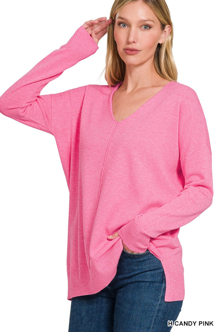Viscose Front Seam Sweater/Pink