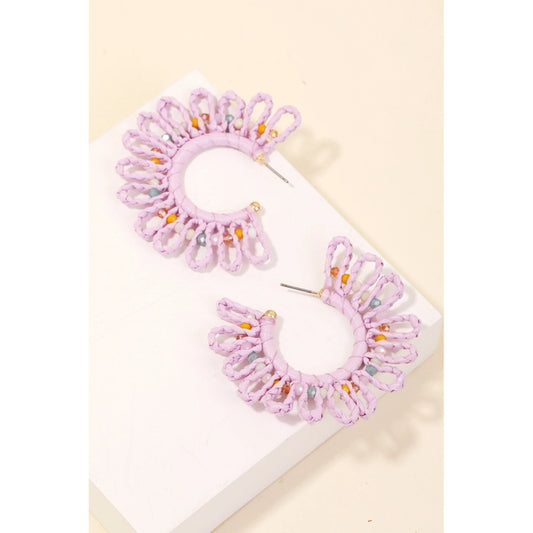 Paper Braided Flower Hoop Earrings