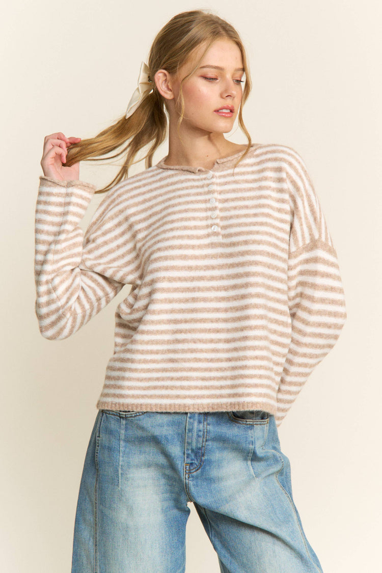 1/12 PRE-ORDER Oatmeal Striped Pullover