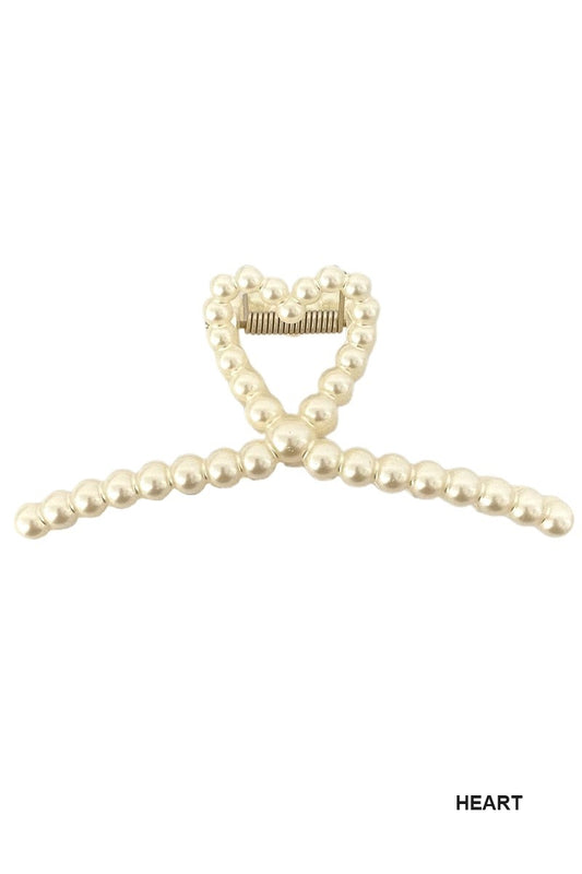 Pearl Heart Hair Claw Clip ONE LEFT