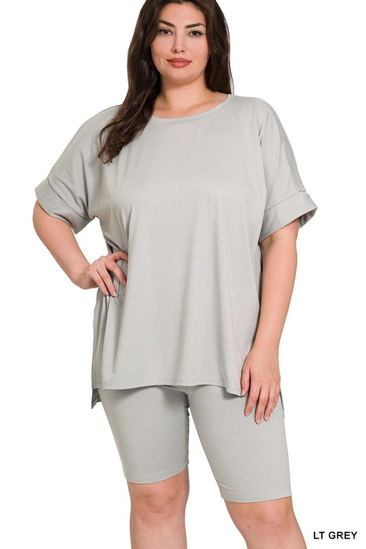 Biker Shorts Set Grey PLUS
