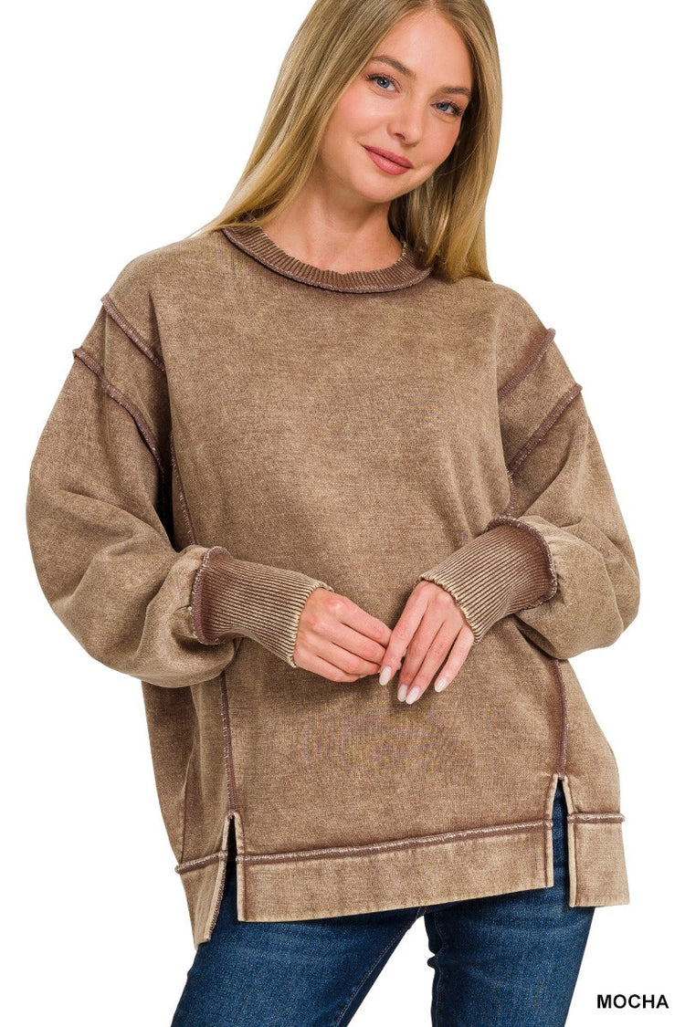Acid Wash Mocha Sweatshirt