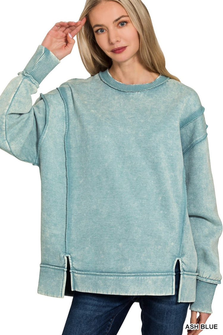 Acid Wash Ash Blue Sweatshirt
