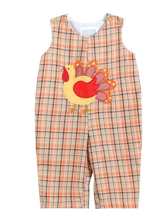 Fall Plaid Turkey Overalls