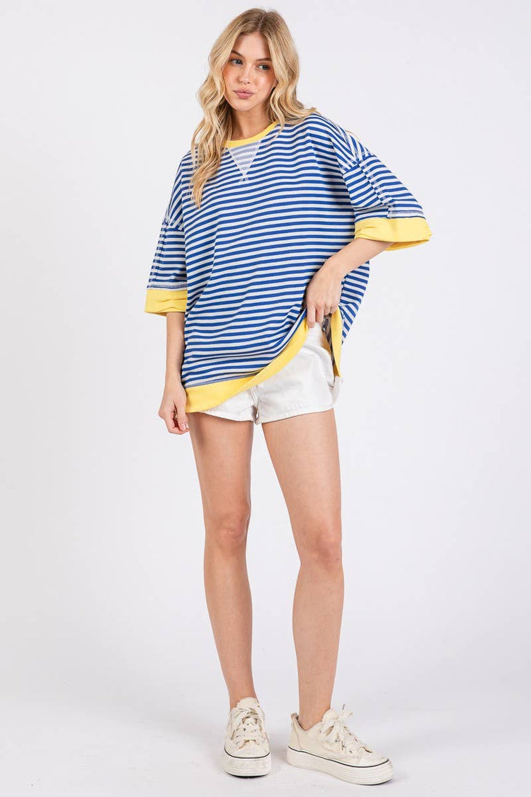 Oversized Striped Blue Combo Blouse