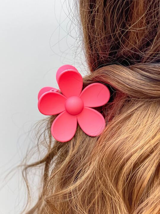 Flower-Shaped Hair Clips Hot Pink