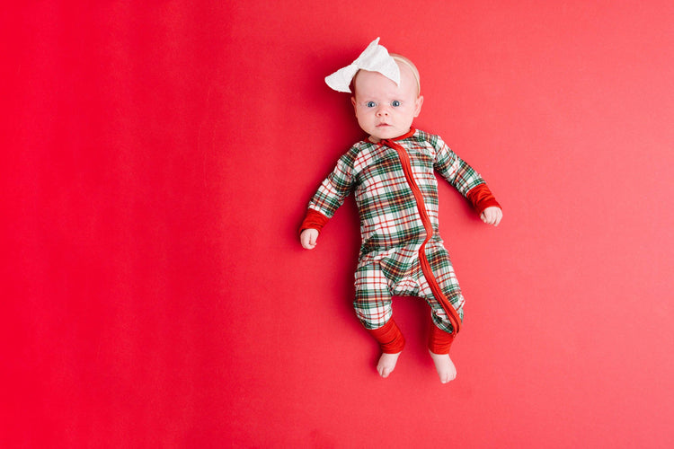 Christmas Plaid Bamboo Sleeper ONE 6-12M LEFT