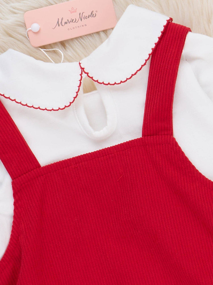 Embroidered Reindeer Corduroy Skirtall Set