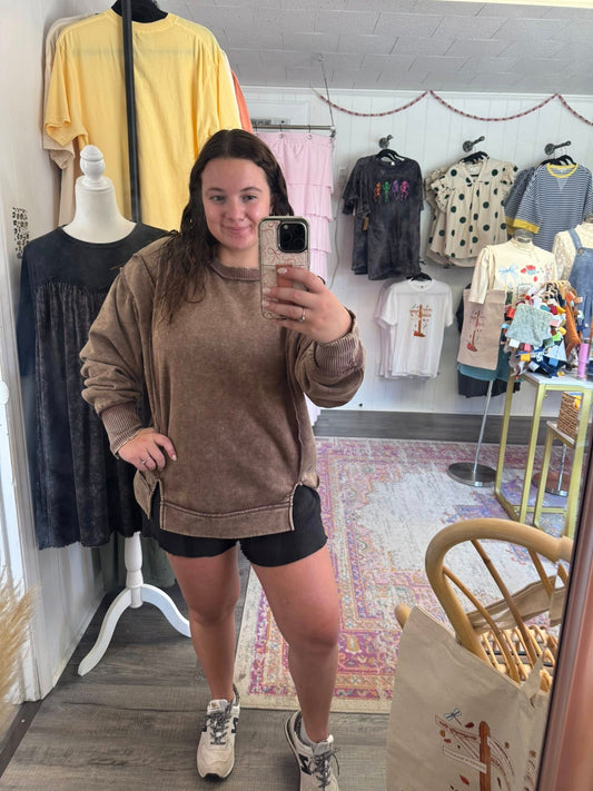 Acid Wash Mocha Sweatshirt