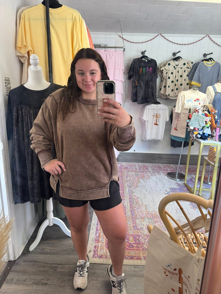 Acid Wash Mocha Sweatshirt