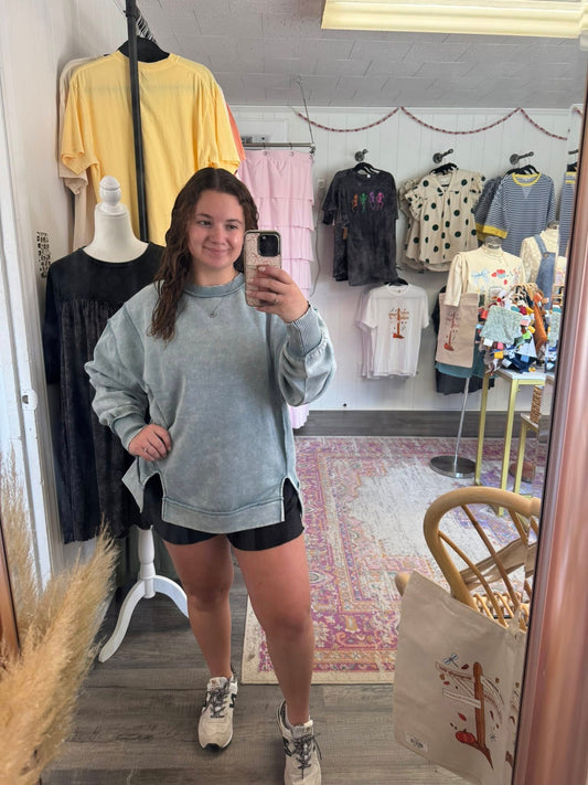 Acid Wash Ash Blue Sweatshirt