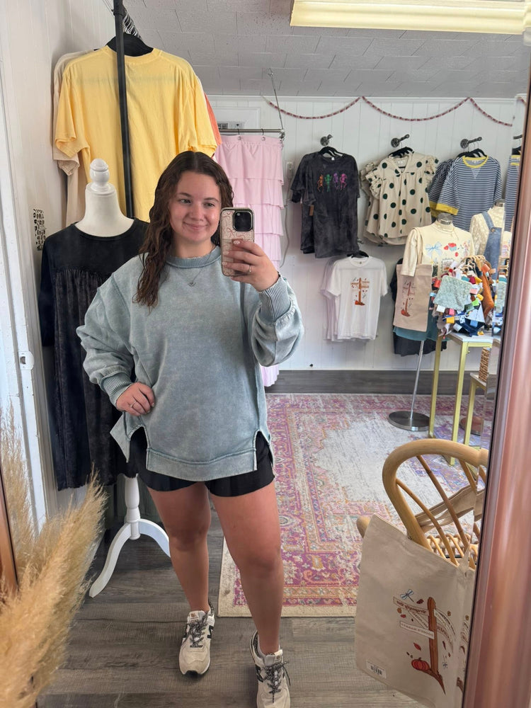 Acid Wash Ash Blue Sweatshirt