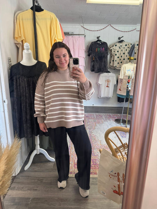 Striped Oversized Sweater Mocha