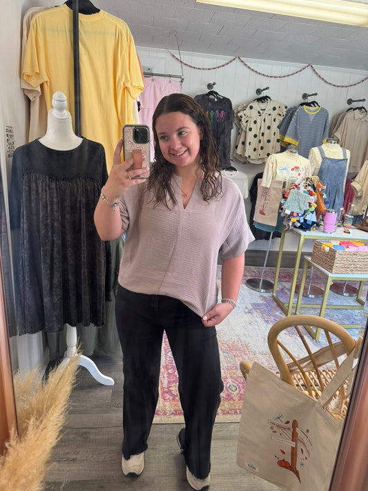 V-neck Mocha Blouse