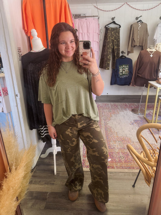 Camo Print Stretch Pants
