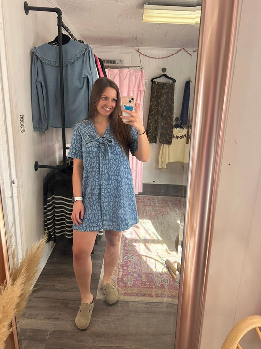 Denim Leopard Dress