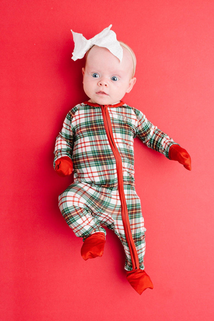 Christmas Plaid Bamboo Sleeper ONE 6-12M LEFT