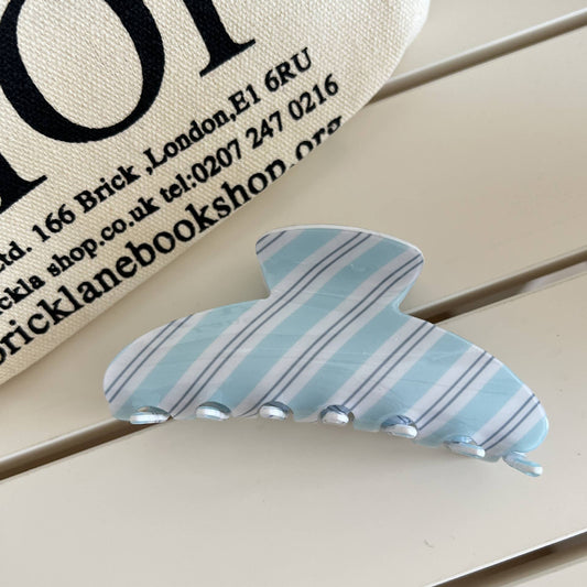Blue & White Striped Pattern Hair Clip PRE-ORDER