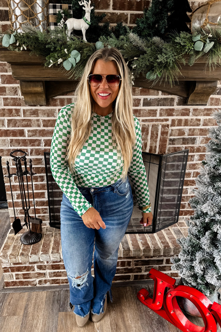 Checker Dress It Up Mesh Top ONE S/M LEFT