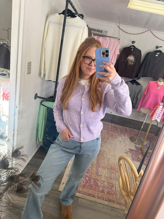Lavender Polka Dot Cardigan