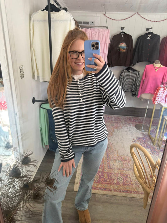 Navy Striped Pullover