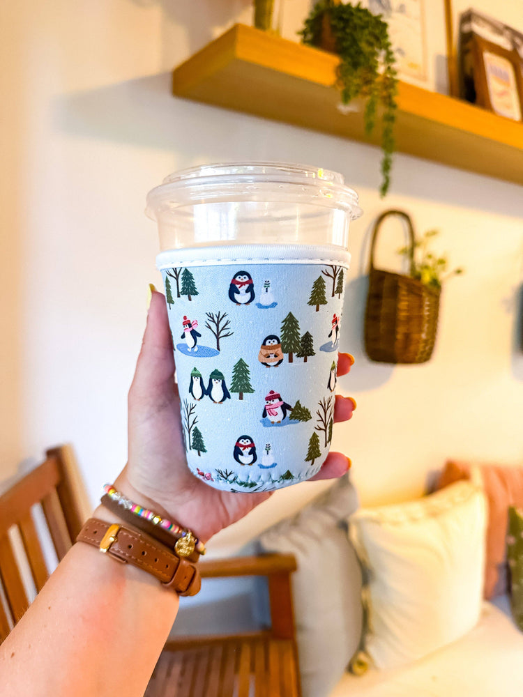 PRE-ORDER 11/10 ETA Holiday Penguins Reusable Coffee Sleeve: Small (16-20oz)