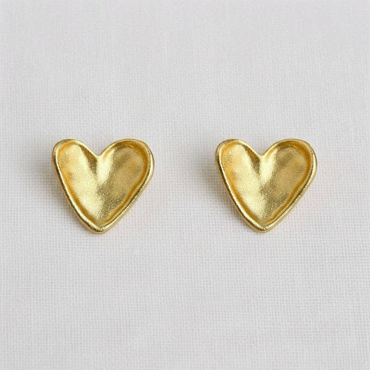 1/14 PRE-ORDER Gold Textured Heart Stud Earrings