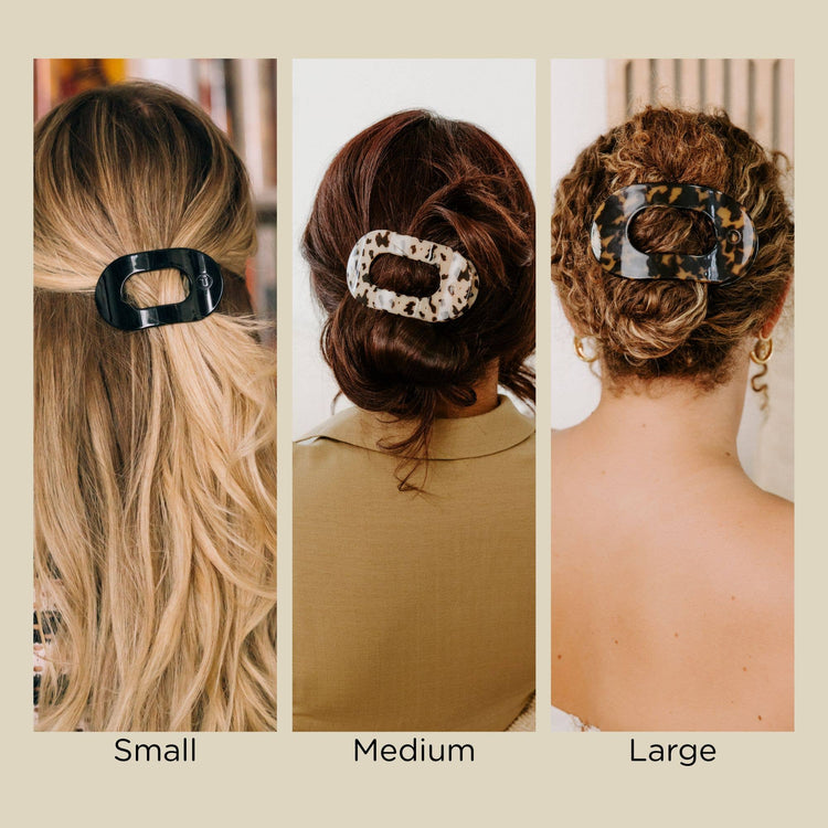 Teleties Small Flat Round Hair Clip Truly Taupe Quilted