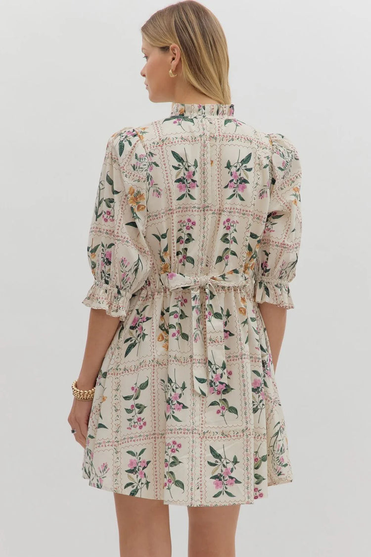 Floral Ivory Mini Dress