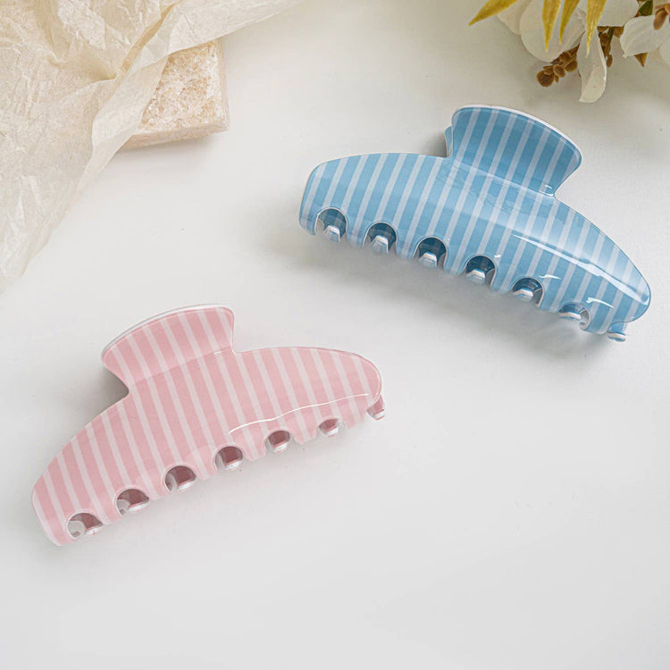 Blue & White Pastel Striped Hair Clip PRE-ORDER