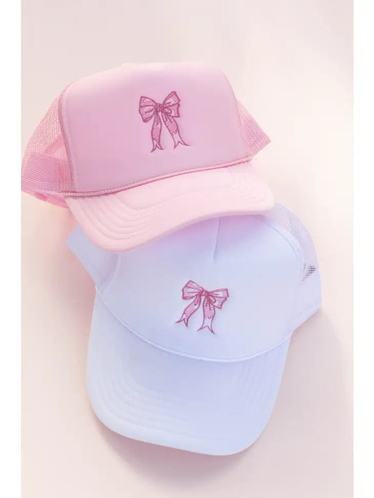 Coquette Bow Trucker Hat Cap Pink