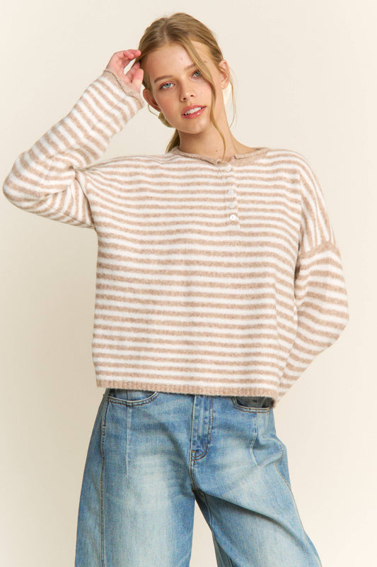 1/12 PRE-ORDER Oatmeal Striped Pullover