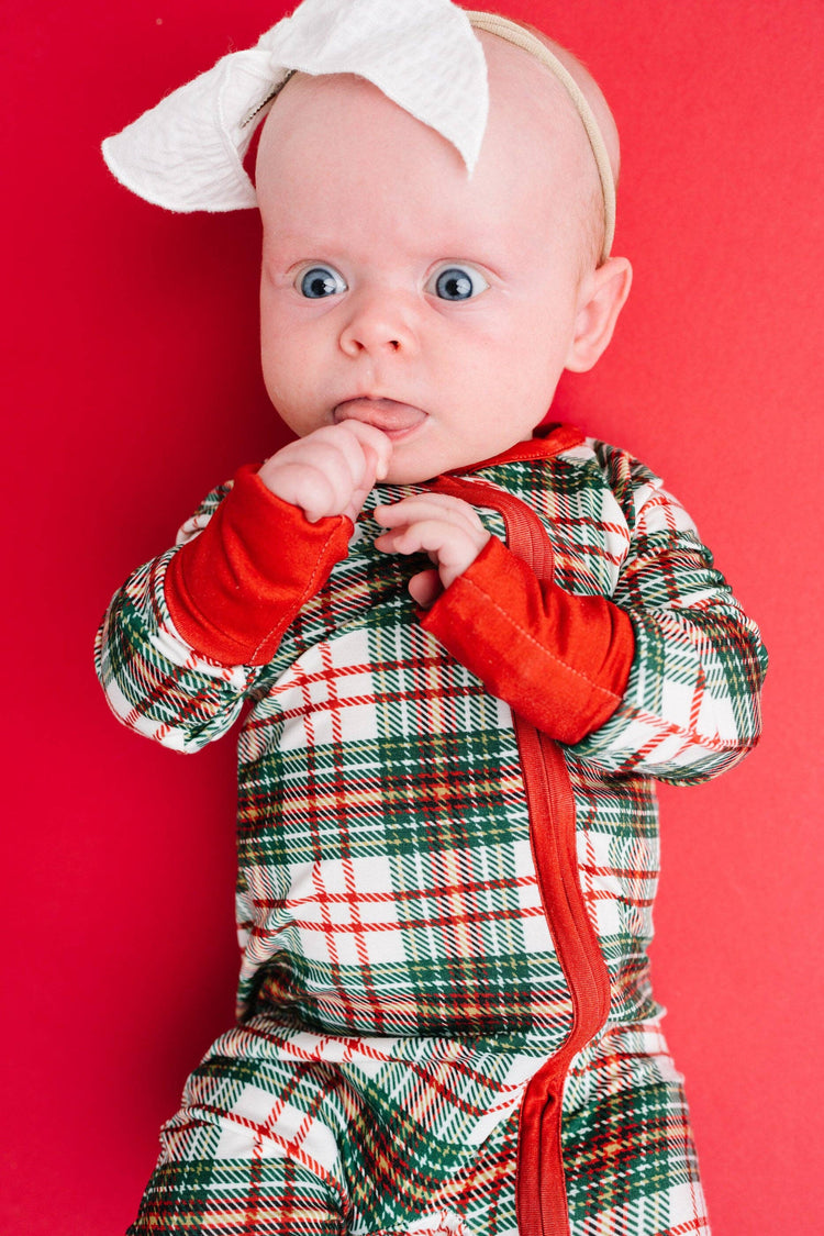 Christmas Plaid Bamboo Sleeper ONE 6-12M LEFT