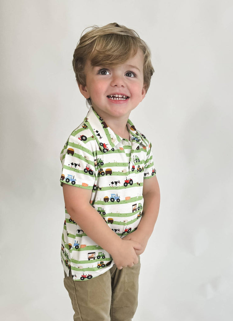 Farm Stripes Polo Shirt ONE 2T LEFT